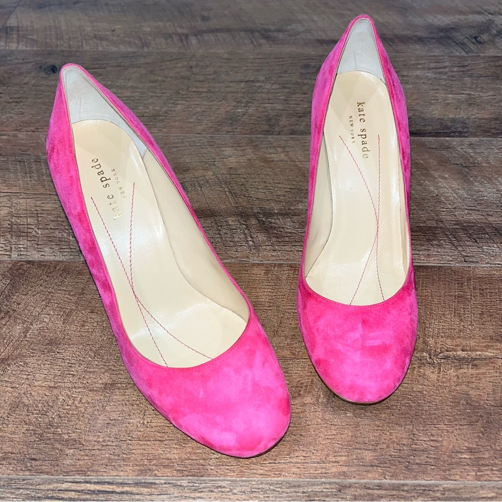 Kate Spade New York Pink Suede Heels - Picture 2 of 12
